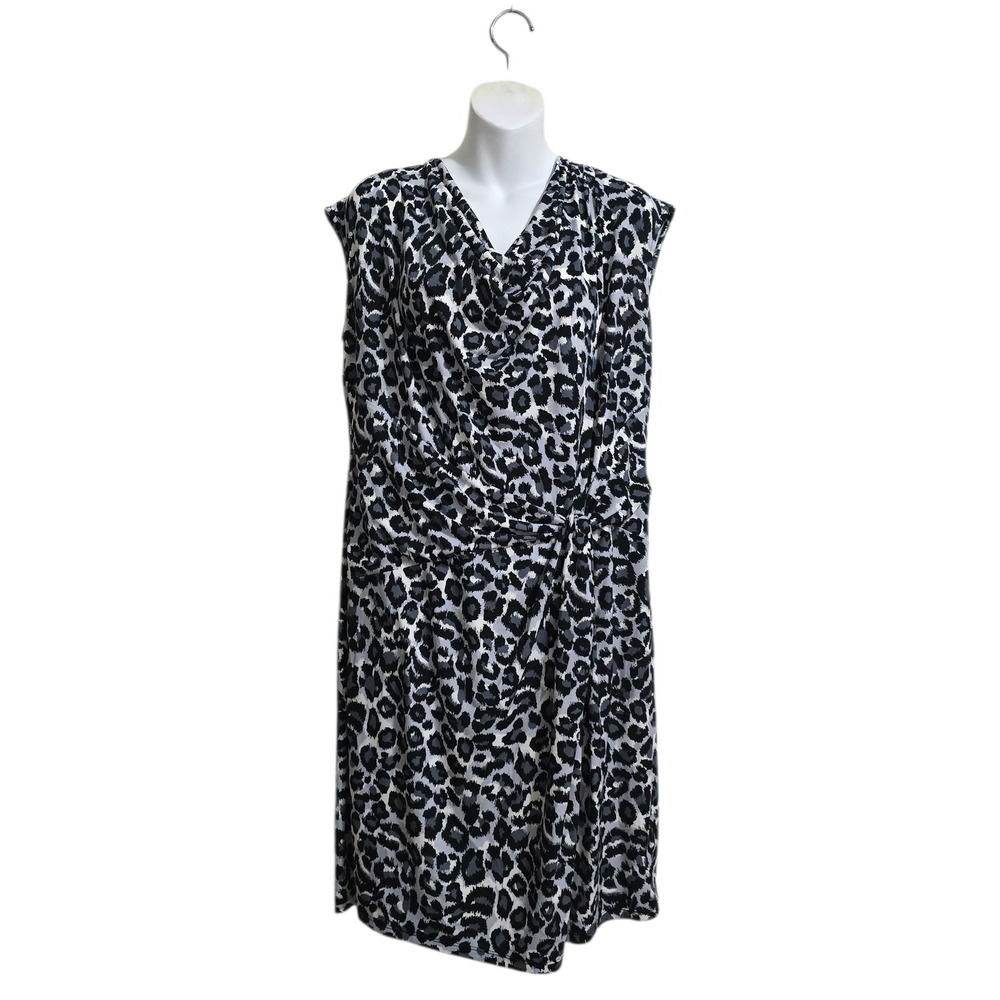 Michael Kors Cowl Neck Cap Sleeve Ruched Waist Knee Length Dress Sz XL